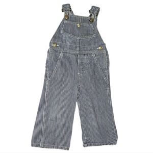 Vintage Montgomery Ward Bib Overalls Baby Toddler Size 2 Train Hickory Stripe